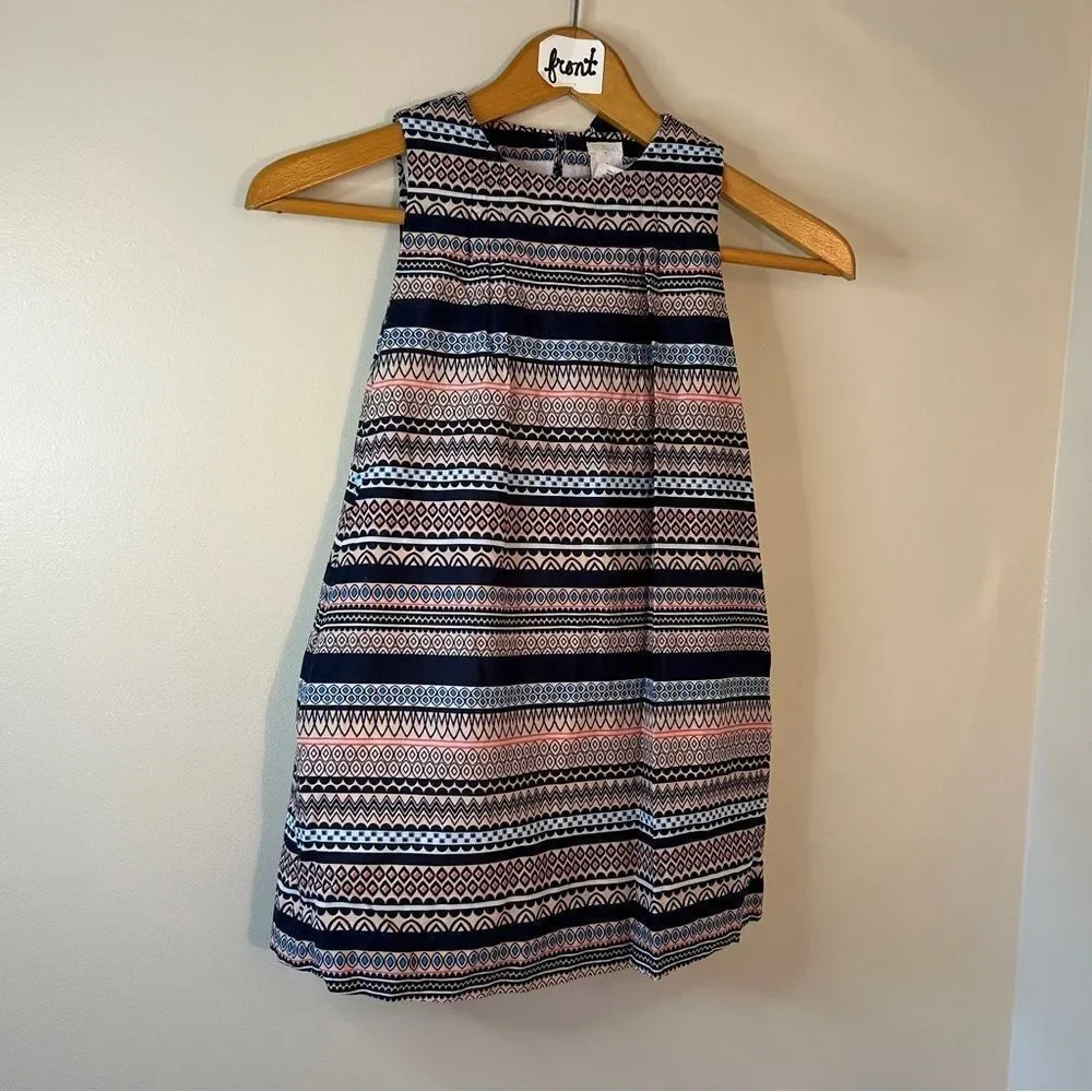 Crewcuts 6 Navy Blue Pink Striped Dress Preppy Luxury Artsy Pockets Boardwalk